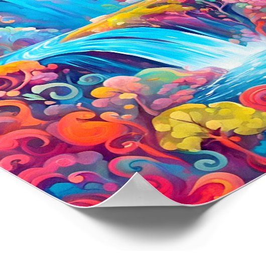 Poster Cascades d'Imaginaire vibrantes dans un cadre de c (Coin)