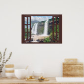 Poster Cascades Trompe l'oeil Faux Window (Cuisine)