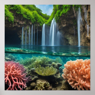 Poster Cascades tropicales colorées