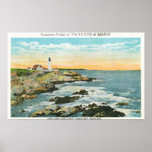 Poster Casco Bay Vue du phare de Portland Head