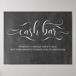 Poster Cash Bar Wedding Reception Sign