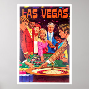 Poster Casino, Las Vegas, les gens jouent à la roulette