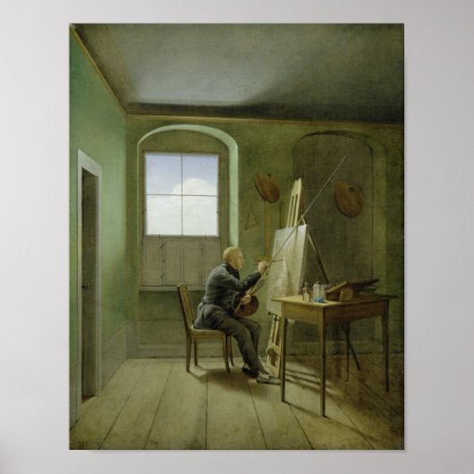 Poster Caspar David Friedrich dans son studio, 1811 (Devant)