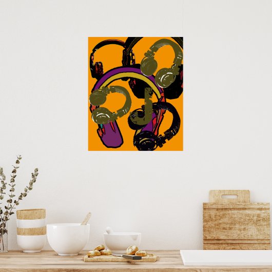 Poster casque art cool deejay (Cuisine)