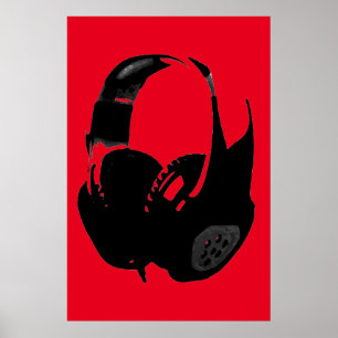 Poster Casque Black Red Pop Art