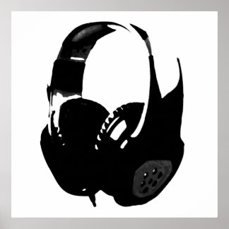 Poster Casque Black White Pop Art