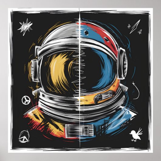 Poster Casque d'astronaute Abstrait (Devant)
