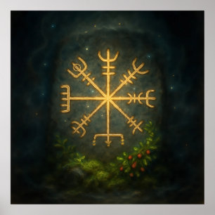 Poster Casque d'Awe Aegishjalmur Symbole Protecteur Noroi