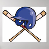 Poster Casque de baseball et chauves-souris (Devant)