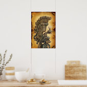 POSTER CASQUE DE CHEVALIER ANTIQUE AVEC PARCHEMIN D'AIGLE (Cuisine)