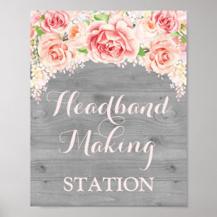 Poster Casque de fabrication Station Aquarelle rose Bois