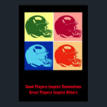 Poster Casque De Football Pop Art Inspirationnel<br><div class="desc">De Bons Joueurs S'Inspirent D'Autres Grands Joueurs Inspirent D'Autres - Jeux De Sport Américain Digital Artworks - Pop Art Style Football Casque</div>