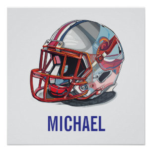 Poster Casque de football Pop Art Nom motivationnel