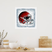 Poster Casque de football rouge style pop art rétro (Cuisine)