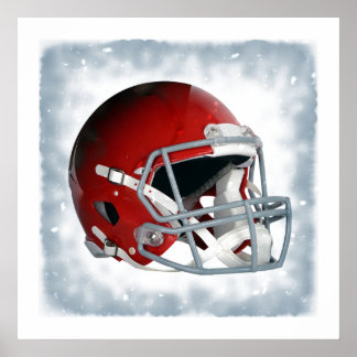 Poster Casque de football rouge style pop art rétro