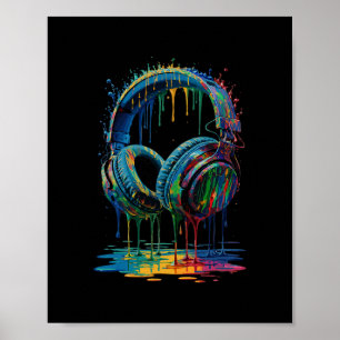 Poster Casque de Gamer Éclaboussure de Peinture Amateur d