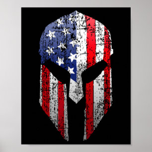 Poster Casque de Guerrier Spartan Patriotique Américain D