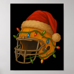 Poster Casque de hockey Père Noël Lumières de Noël Noël H