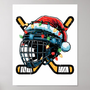 Poster Casque de hockey sur glace de Noël Santa Xmas Homm