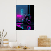 Poster Casque de jeu Cyberpunk (Cuisine)