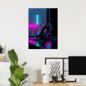 Poster Casque de jeu Cyberpunk (Bureau à domicile)