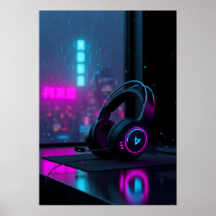 Poster Casque de jeu Cyberpunk