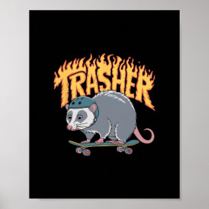 Poster Casque de skate Trasher Skateboarding Opossum Flam