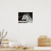 Poster Casque de Stallion arabe gris Mane Flower (Cuisine)