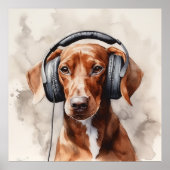 Poster Casque d'écoute Dachshund Music Factory Art (Devant)
