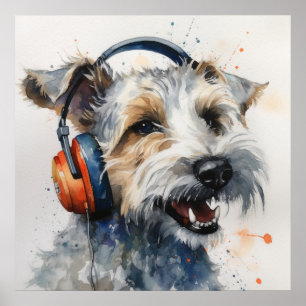 Poster Casque d'écoute Terrier Music Factory Art