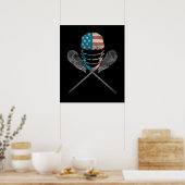 Poster Casque Et Bâton Lacrosse Drapeau Américain (Cuisine)