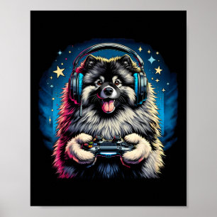 Poster Casque Jeux Vidéo Keeshond Chien Gaming 