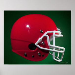 Poster Casque rouge de football américain sur arrière - p