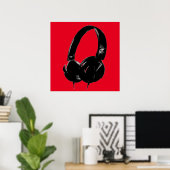 Poster Casque style pop Art noir (Bureau à domicile)