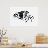 Poster Casques de musique, câble et Jack (Cuisine)