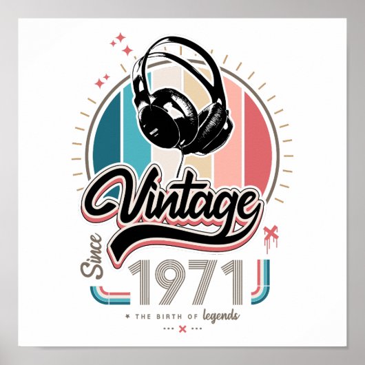 Poster Casques vintages depuis 1971 (Devant)