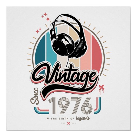 Poster Casques vintages depuis 1976 (Devant)