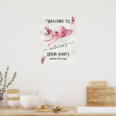 Poster Casquette à fleurs roses Derby Fête des mariées Af (Cuisine)
