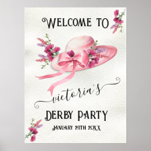Poster Casquette à fleurs roses Derby Fête des mariées Af