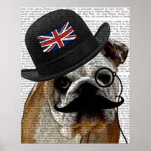 Poster Casquette britannique de bouledogue et de lanceur
