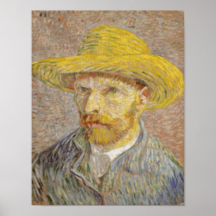 Poster Casquette de paille auto-portrait Van Gogh
