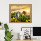 Poster Casquette de paille dans Meadow Photographie Poste (Bureau à domicile)