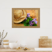 Poster Casquette de paille et fleurs de lavande Photograp (Cuisine)