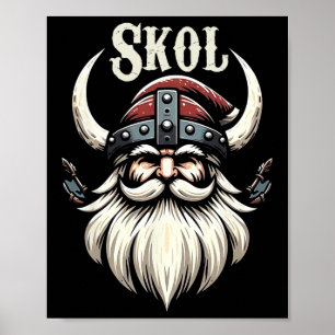 Poster Casquette de Père Noël Viking Pyjama de Noël Cool 