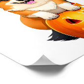 Poster Casquette de sorcière Halloween Corgi (Coin)