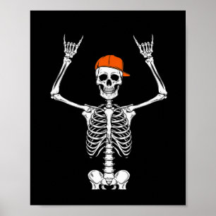 Poster Casquette de squelette de rockeur Skateur Cool Hal