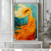 Poster Casquette de tournesol moderne unique peinture inh