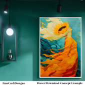 Poster Casquette de tournesol moderne unique peinture inh