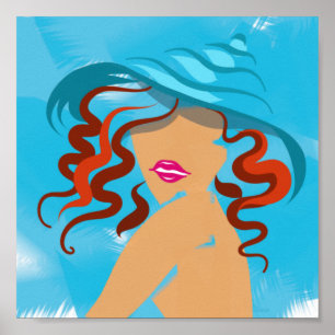 Poster Casquette d'été   Rouge à lèvres rose