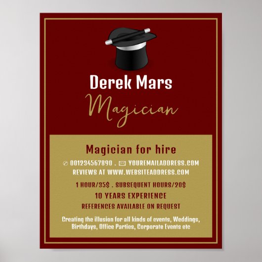 Poster Casquette et baguette de magicien, publicité de ma (Devant)